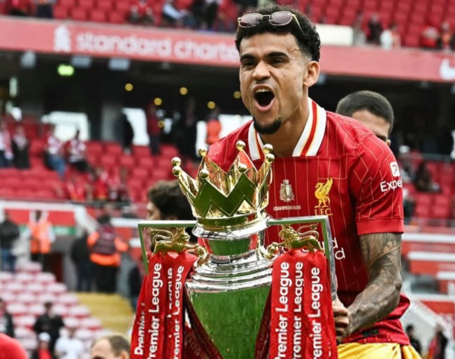 Luis Diaz bersama Liverpool memenangkan gelar Premier League 2024/2025. [Instagram]